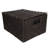 3x Weave Basket Storage Cabinet Chest Drawers Storage Box Bedroom Brown