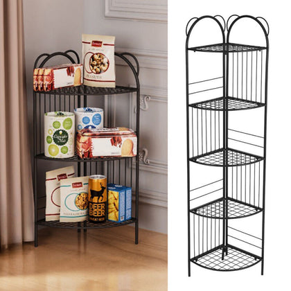 3/5-Tier Metal Corner Shelf Storage Rack Organiser Ladder Display Bookshelf Home