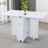 Drop Leaf Dining Table Mobile Folding Writing Desk 1 Drawer Storage Shelf Wheels