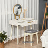 Modern Dressing Table Makeup Vanity Desk w/ 2 Drawers Round Mirror for Bedroom