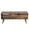 Vintage Split Lift Top Wooden Coffee Table with Storage Open Shelves Living Room