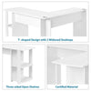 Corner Computer Table Laptop Home Study Wrokstation Desk Storage Shelves White