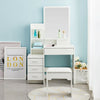 White Dressing Table Wood Makeup Desk with Mirror 4 Drawers Stool Bedroom Home