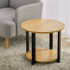 2 Tier Wooden Coffee Table With Metal Legs 50/60cm Round Side Table Home Office