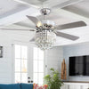52" Ceiling Fan 5 Chrome Blades LED Crystal Chandelier Lamp with Remote Control