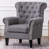 Retro Fabric Upholstered Armchair Tufted Wing Back Fireside Reception Sofa Chair