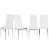 Glass Dining Table And 2/4 White Padded Chairs Set Office Home Kitchen Furniture