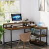 Vintage Office Computer Desk Study Writing Table with Monitor Riser& 2Tier Shelf
