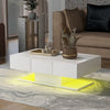 Modern Coffee Table with 2 Drawers LED High Gloss Living Room Table Furniture ML