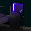 Black Bedside Table LED High Gloss 3 Drawers End Table Cabinet Bedroom Modern