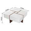 White High Gloss Coffee Table With Storage 4 Drawer Wooden Living Room Square UK