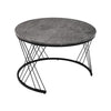 Round Coffee Table Set of 2 Side End Table Nesting Tables with Metal Frame BT