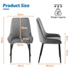 2x Ergonomic Grey Velvet Soft Padded Dining Chairs Set Metal legs Home Chair