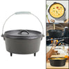 4.5L Dutch Oven Cooking Pot Cast Iron Outdoor Camping Camp Fire with Handle/Lid