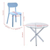 Round Dining Table and Chairs Set 4 Glass Table with 4 Chairs Dining Room Blue