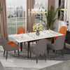Extendable Dining Table with Marble Top Black Metal Frame Kitchen Home Furniture