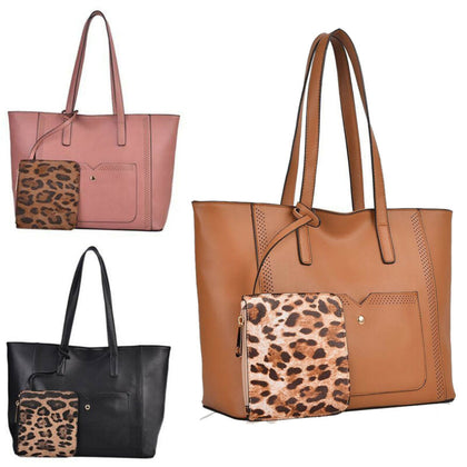 Leopard Print Purse & Large Tote Bag Womens Shoulder Handbag Animal