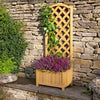 2 Trellis Wooden Planter Garden Plant Flowerpot Lattice Box Patio Set Natural