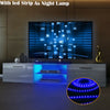 63" Modern Grey TV Unit Cabinet Stand Matt Body High Gloss Blue LED Large Doors
