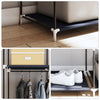 Mondeer Canvas Wardrobe Storage Organiser Fabric with Rail & Shelves Grey/Black
