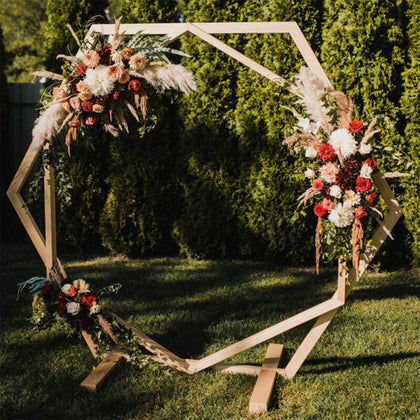 UK Stunning Double-Hexagon Wooden Wedding Arch Backdrop Stand Archway Arbor Boho