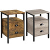 Nightstand Side Table with2 Drawers, Rustic Wooden End Table for Living Room