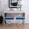 Dressing Table Stool Velvet Sofa Foot Rest Makeup Chair Footstool Chrome Frame