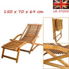 Foldable Sun Lounger Wooden Garden Deck Chair Sunbed Outdoor Patio Recliner New