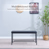 2x Black Faux Leather Dining Bench with Black Marble MDF Top Dining Table Set