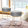 Grey Velvet Fabric Stool Dressing Table Seat Vanity Footstool Round Dining Chair