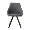 2× Retro Dining Chairs Grey PU Faux Leather Luxury Padded Seat Home Restaurant