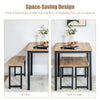 3 PCS Dining Table Set Dining Table & 2 Benches 2-4 Persons W/ Anti-Rust Frame