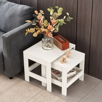 Modern Nest of Tables Wood Set of 2 Coffee Side Table Living Room Furniture UK