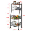 4 Tier Kitchen Trolley Storage Shelf Metal Wire Baskets Organizer with Wheels