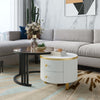 Stacking Nesting Coffee Tables Set of 2 Round Side Tables with Storage Drawers