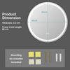 60cm Round Anti-fog LED Lighted Mirror Wall Mounted Bathroom Mirror Touch Switch
