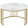Nesting Coffee Table Set of 2 Marble Effect Side End Table for Living Room White