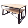 Industrial Style Wooden Dining Set 1 Table+2 Bench Dining Room Kitchen Home