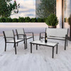 4 Pcs Garden Furniture Set Table &Chairs Patio Balcony Outdoor Indoor Glass Mesh