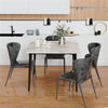 Industrial Square Marble Dining Table Kitchen Eating Table & Black Legs 4 Seater