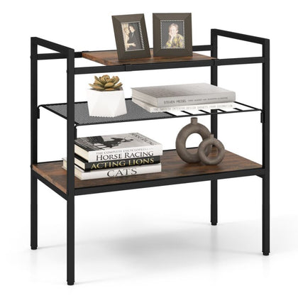 Industrial Entryway Table 3-Tier Sofa Side Table Foyer Table w/ Removable Panel