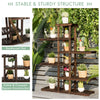 6 Tier Wood Plant Stand Shelves 12 Pots Flower Display Rack Holder Planter