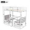 3ft Storage Bed Frame Bunk Beds Kids Loft Bed High Sleeper w/ Desk Chairs QN