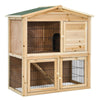 2 Floors Wood Chicken Coop Large Bunny Rabbit Cage Indoor Outdoor Pet House Ramp