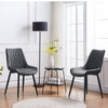 Set of 2 Dining Chair Faux Leather Chair with Padded Seat Dining Room Grey New