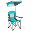 Outdoor Canopy Chair Sunshade Folding Camping Chair W/ Cup Holder & Carrying Bag