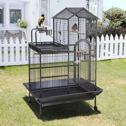 Luxury Large Rolling Metal Parrot Bird Cage for Budgie Canary Cockatiel Parakeet