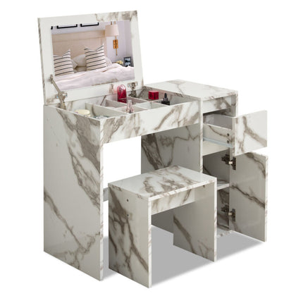 Dressing Table with Drawers Mirror Stool Set Bedroom Makeup Desk Vanity Table