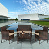 4PCS Brown Rattan Garden Furniture Set Patio Outdoor Sofa Table Chairs Set Home