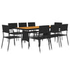 9 Piece Outdoor Dining Set Poly Rattan Black I5D4